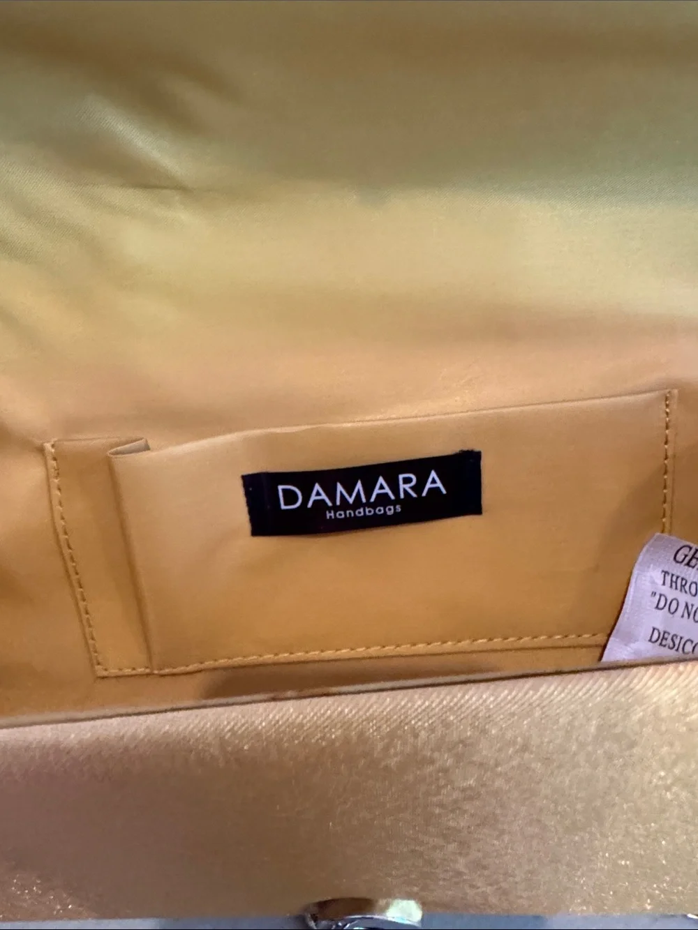 Satin Gold Evening Clutch with Rhinestone Trim